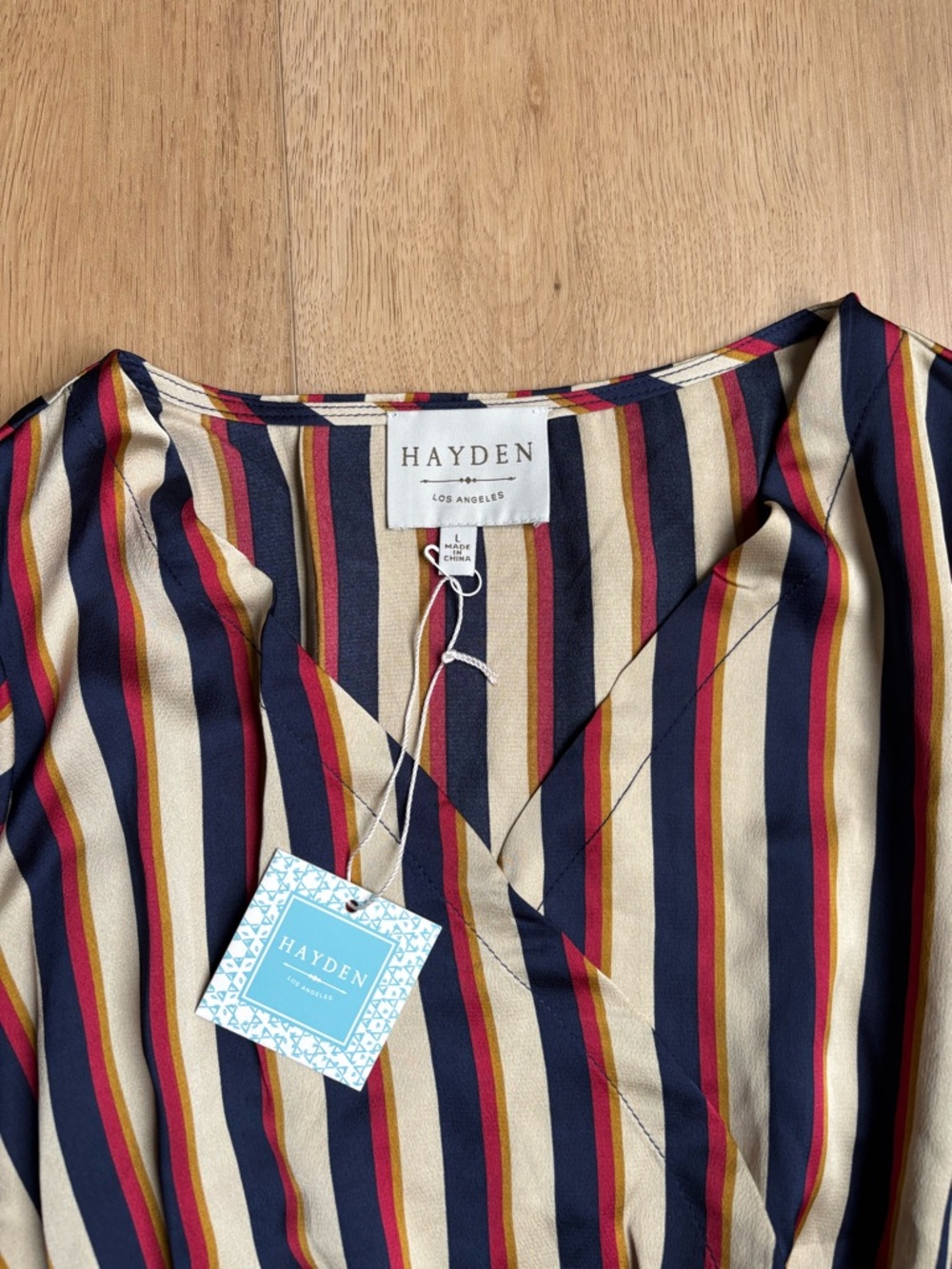 NEW Hayden Navy, Red & Cream Striped Retro Graduatoon Midi Dress Size Large - Picture 2 of 8